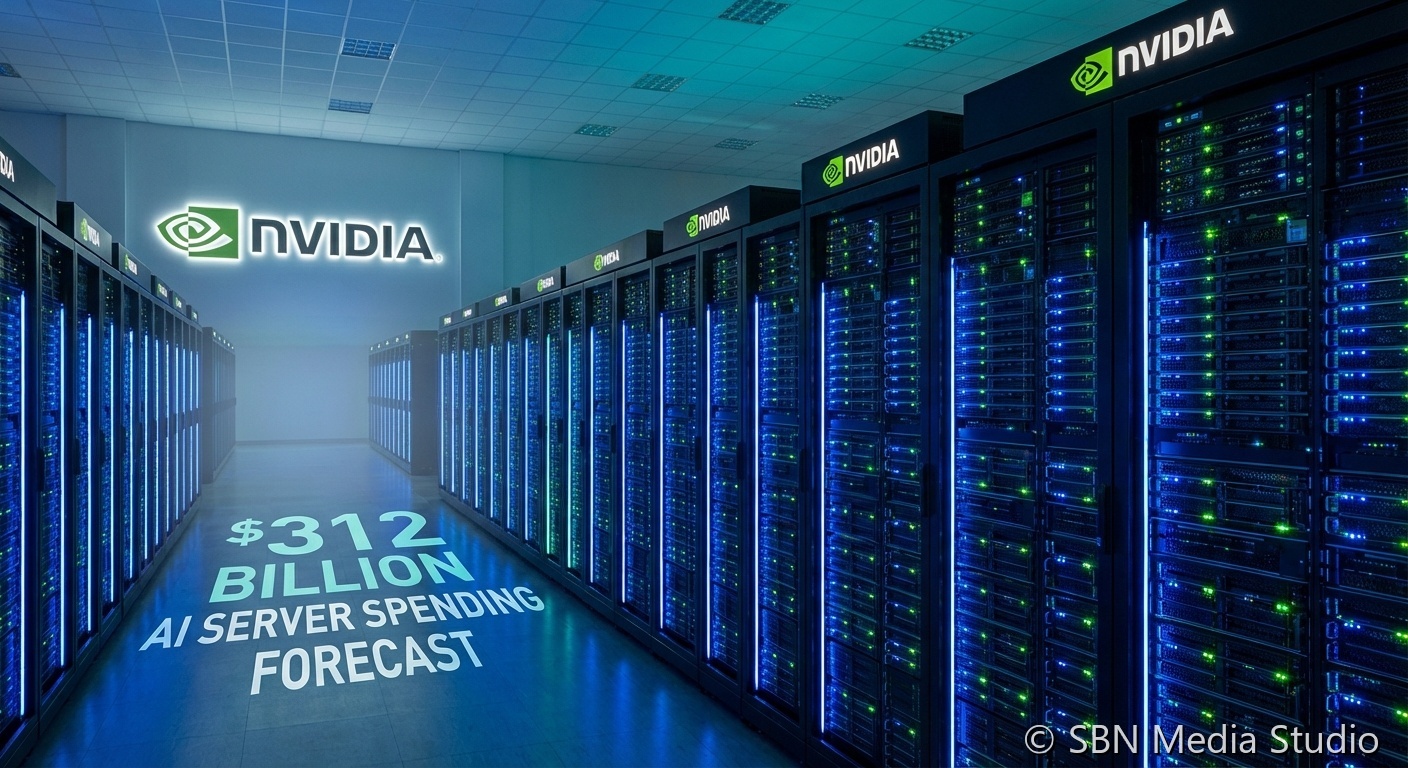 Data center infrastructure representing AI server spending growth