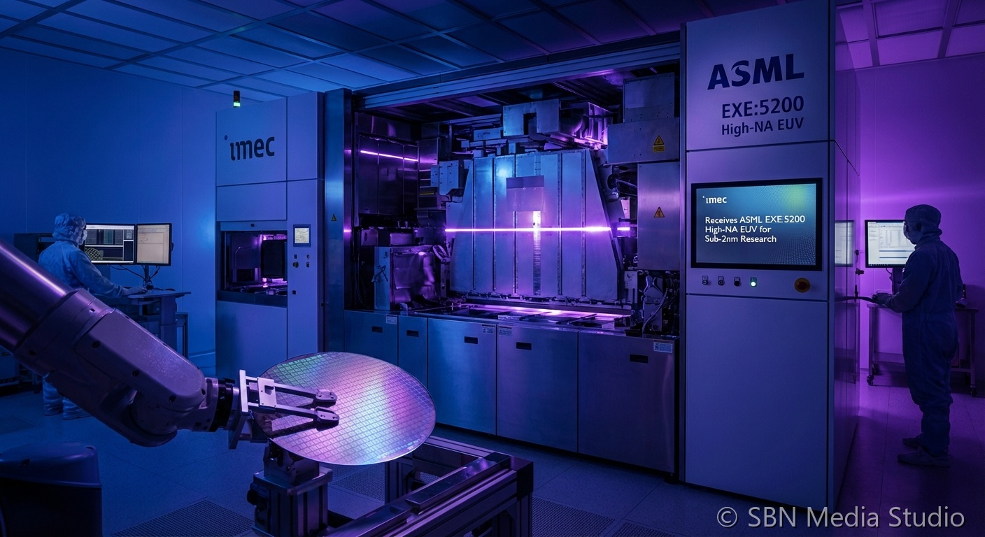 ASML EXE:5200 High-NA EUV lithography tool installed at imec research facility in Leuven Belgium for sub-2nm semiconductor development