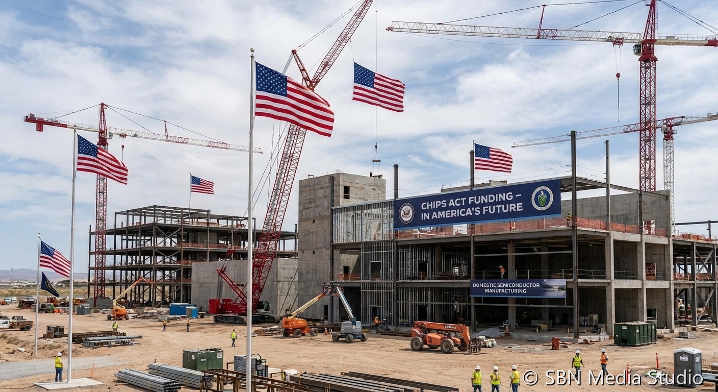 U.S. semiconductor fabrication facility under construction representing accelerated domestic chip manufacturing
